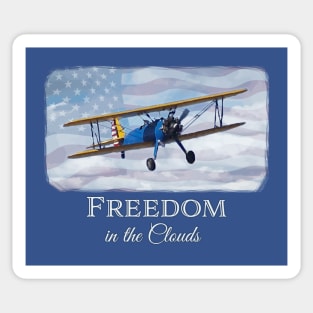 Freedom in the Clouds - cool vintage biplane - patriotic, retro Sticker